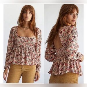 💕💕FREE PEOPLE SILENT RAWR PRINTED CREAM TOP SIZE S ❤️💕